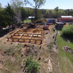 The pilings are 25 ft deep and tied together with a series of beams at the top.