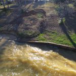 Rough waters at the seawall erode the soil quickly when there is no seawal to protect it - March 7, 2018
