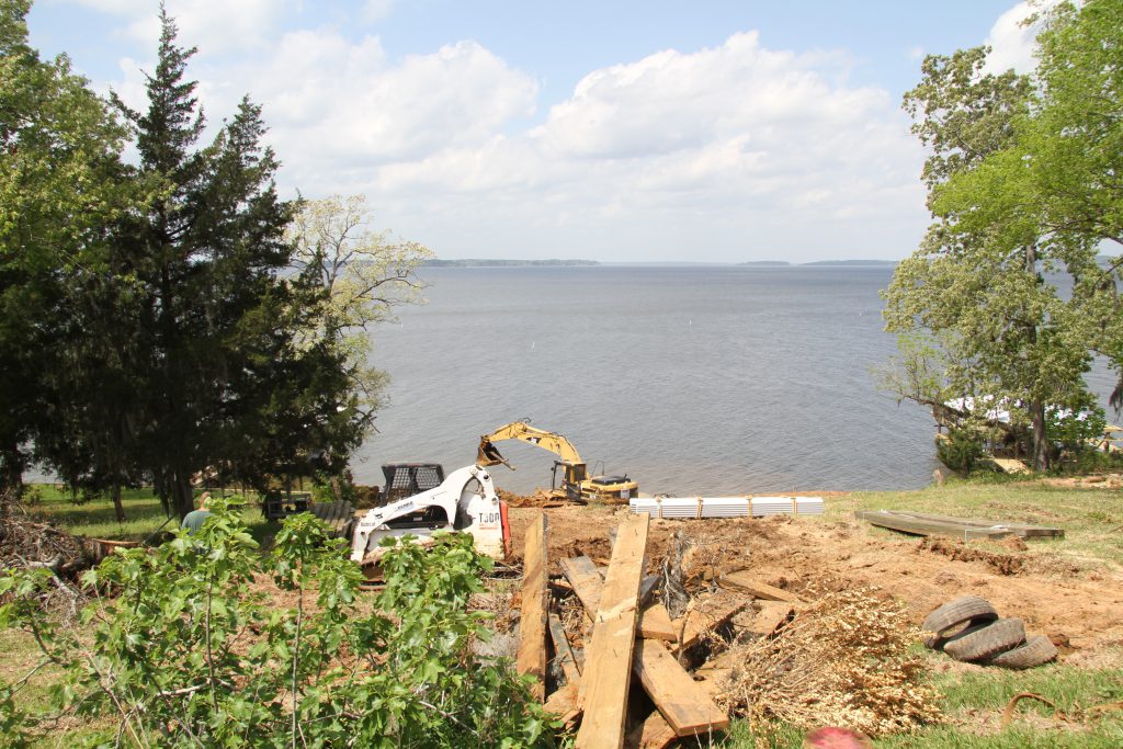 Rebuiding the seawall and landscape