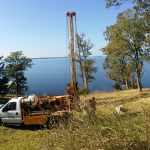 Soil boring truck taking soil samples from 0 to 35 feet deep.