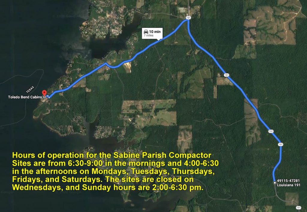 Compactor site near Toledo Bend Cabin