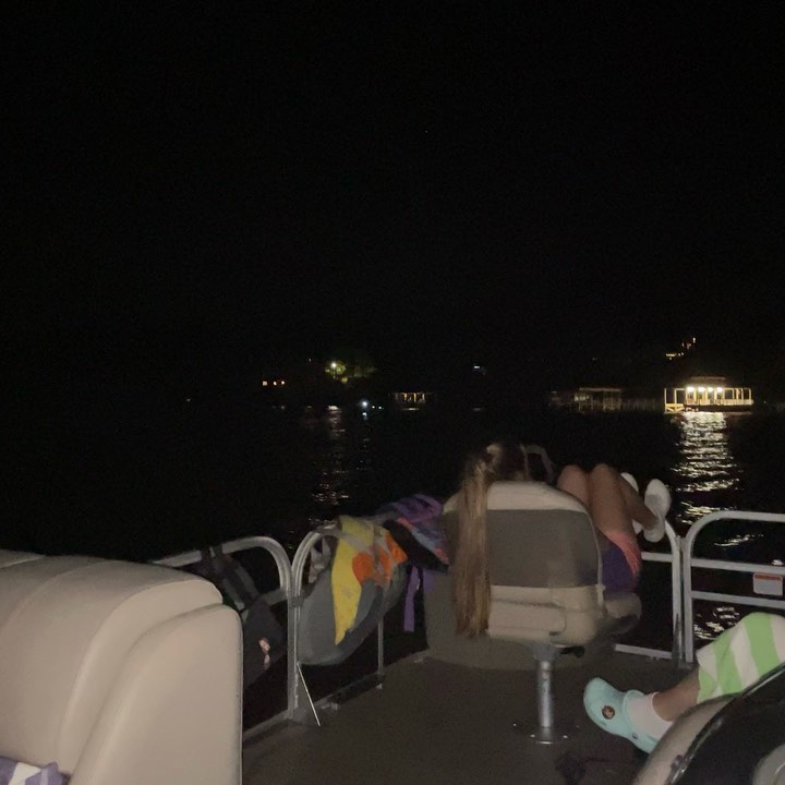 Chillin in the pontoon out in front the Toledo Bend Cabin