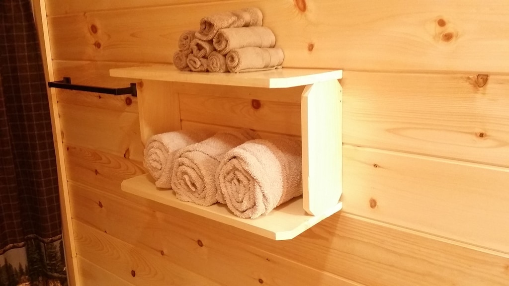 So proud of this. I made it from left over wood from the cabin.