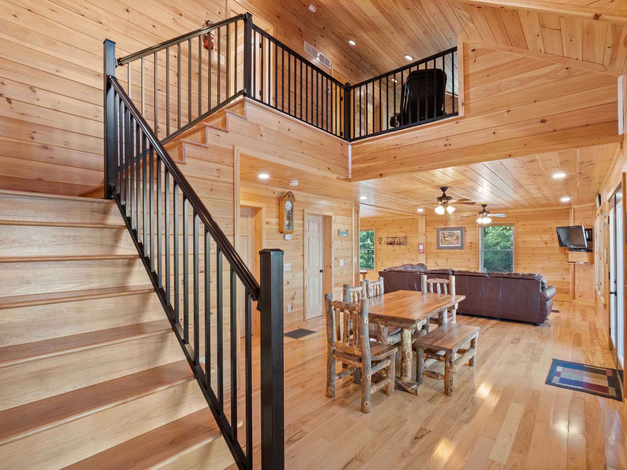 Staircase leading up to the second level.