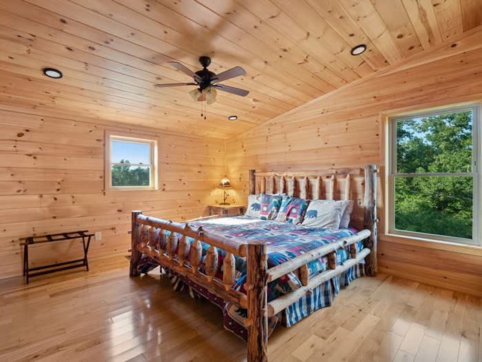 Master bedroom 3 has a king sized lodgepole bed. This bed is for lovers of firm beds.