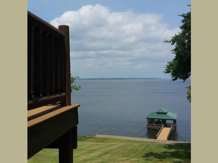 View of the boathouse from the cabin deck.