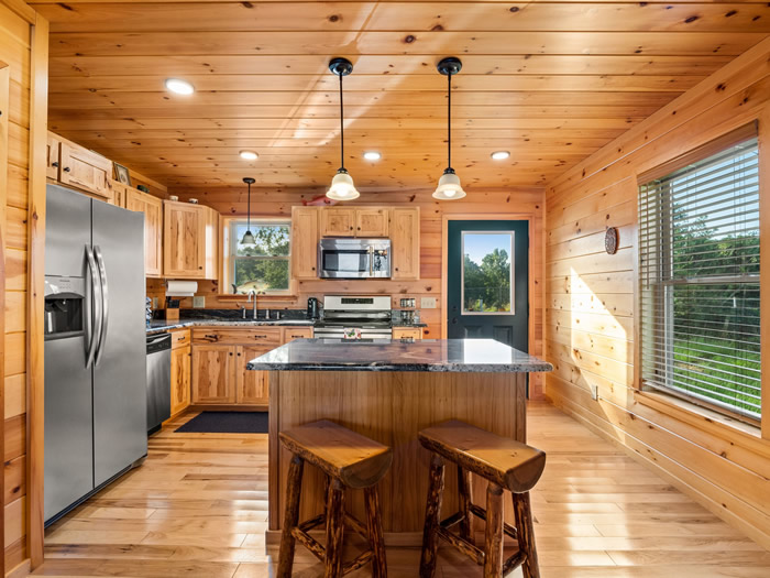 Kitchen with island bar.