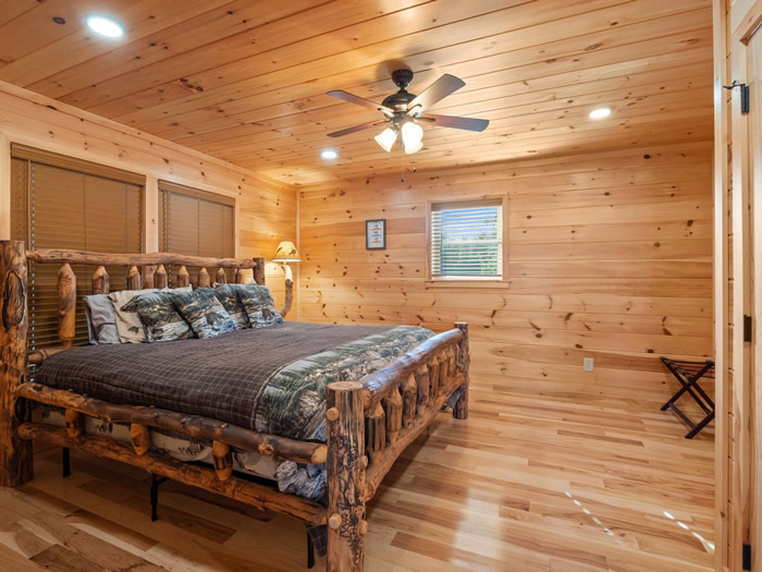 Master bedroom 1 has a king size lodgepole bed. This bed is for lovers of soft beds.