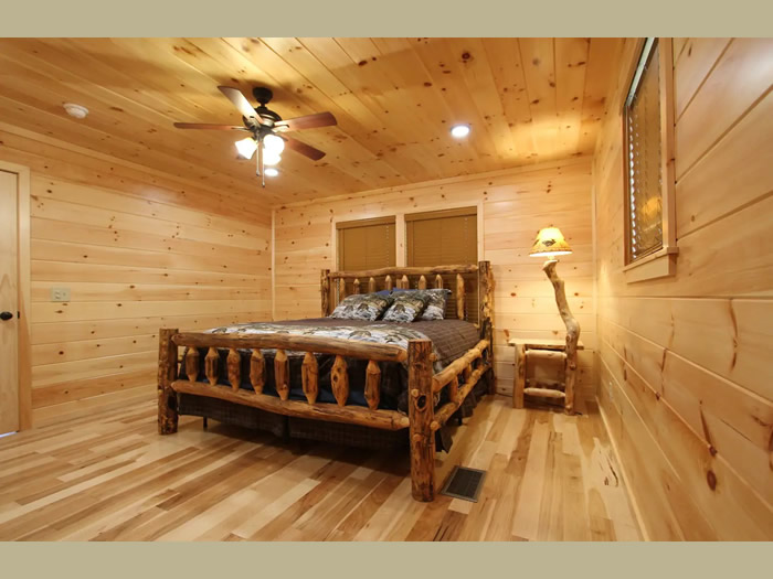 Master bedroom 1 has a king size aspen lodgepole bed. Soft bed in this bedroom.