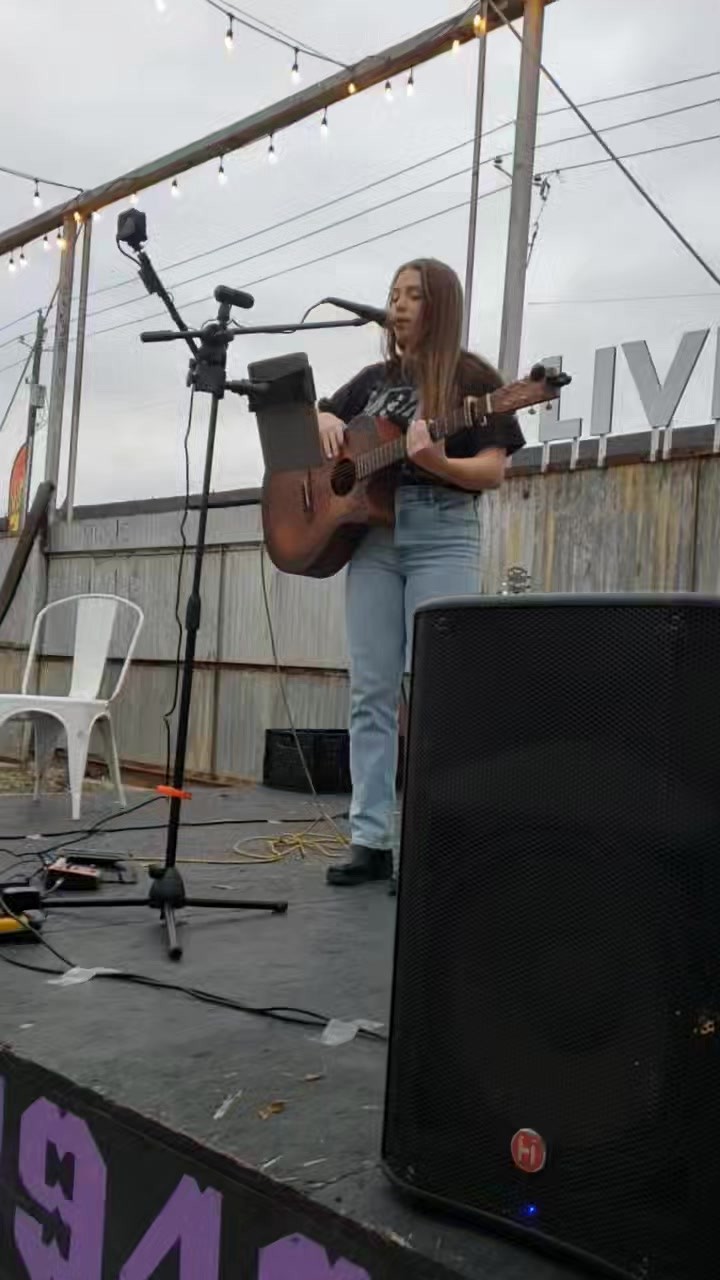 Leah Catherine Thompson at smokestack in Fort Worth.